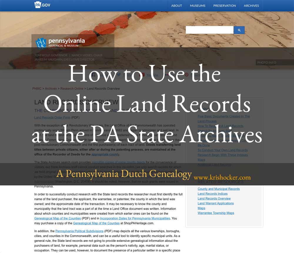 How To Use The Online Land Records At The PA State Archives A 